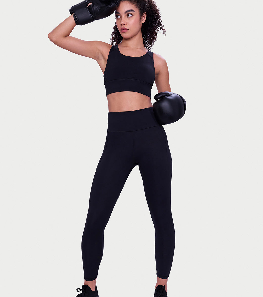 Enamor Ease Legging – 4-way stretch with drawstrings, pockets & all-day comfort -A616 (Jet Black)