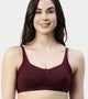 Enamor Eco-Melange MT02 Sectioned Lift and Support Cotton Nursing Bra for Women- High Coverage, Non Padded and Wirefree - Grape Wine