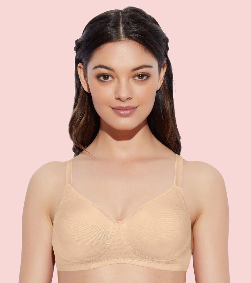 Enamor Innovations Fabcool Encircled  Side Support Shaper, Non Padded, Wirefree, High Coverage, Women's Cotton Everyday Bra  - A042 (Available in Plus Sizes) (Skin)