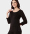 Enamor TH05 Women's Thermal Sleeve Top with Soft Heat Generating Fabric, Wide Round Neckline with Engineered HeatSkins™ Warm Technology. ( Black)
