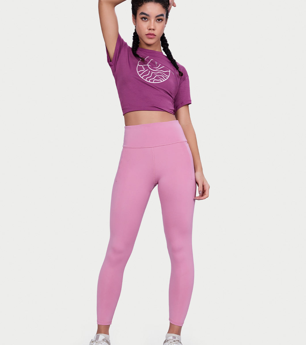 Enamor Ease Legging – 4-way stretch with drawstrings, pockets & all-day comfort -A616 (Cosmetic Pink)