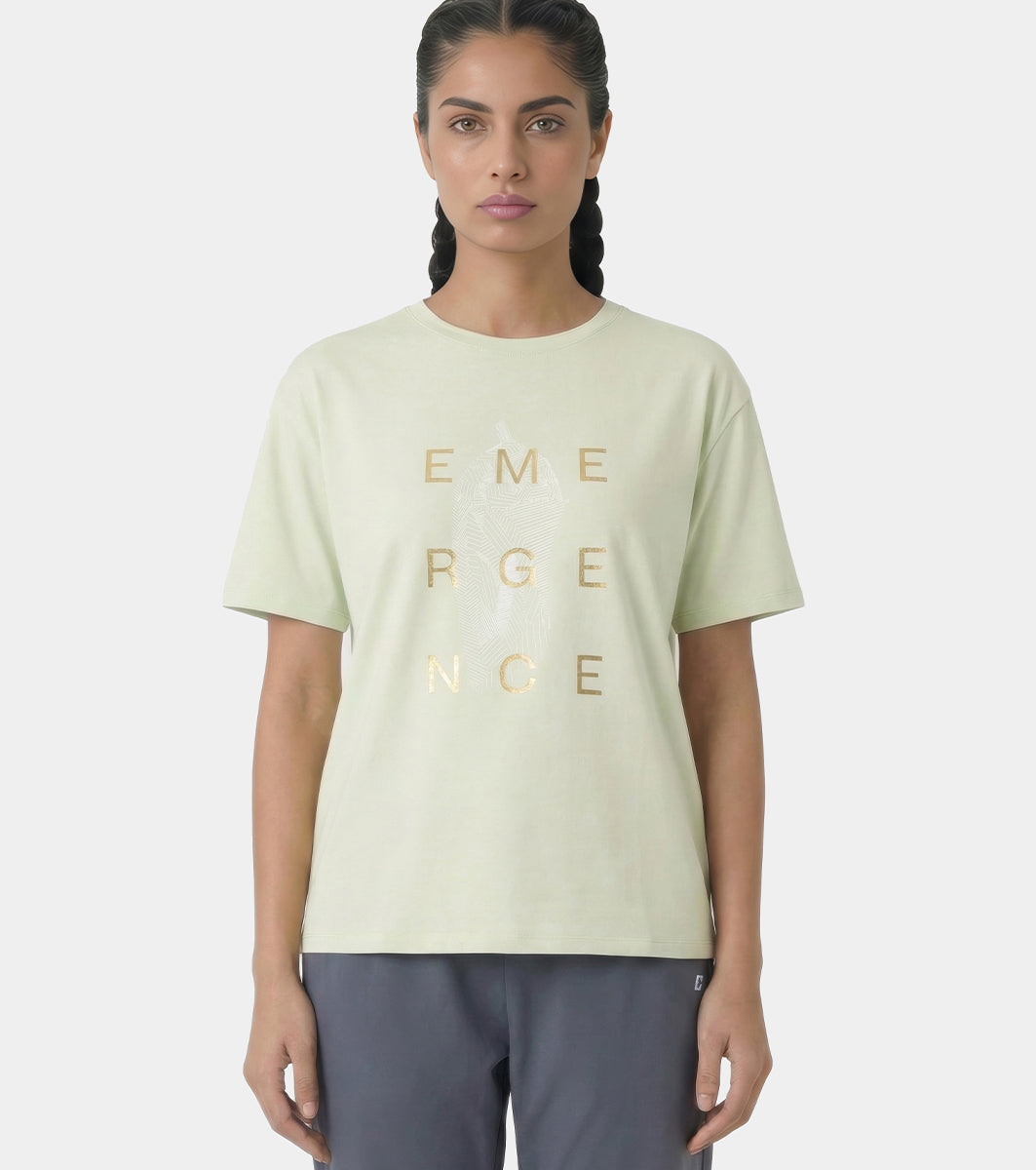 Enamor Active Graphic Tee – breathable, sweat-wicking all-day comfort - A321 (Fog Green/Emergence Graphic)