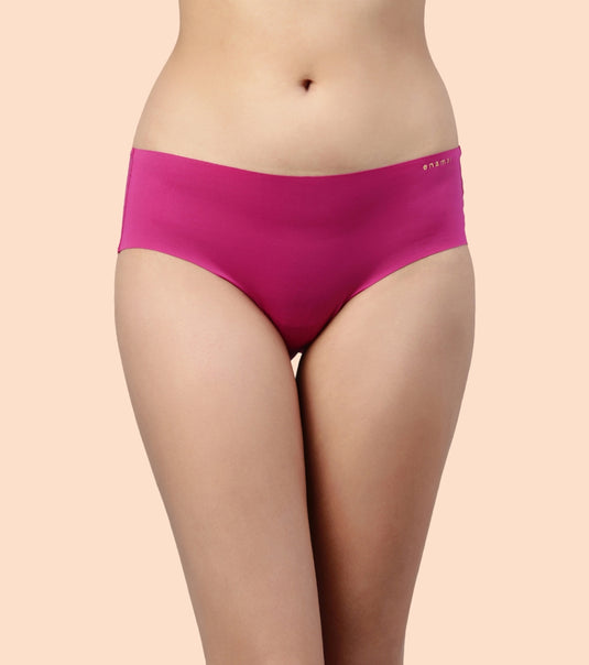 Enamor PB40 Innovations Invisi, All Day Comfort, Low Waist Bikini Panty for Women - No Visible Panty Lines, Sweat wicking, Free Cut, Regular Coverage - Pack of 1 (Queen Pink)