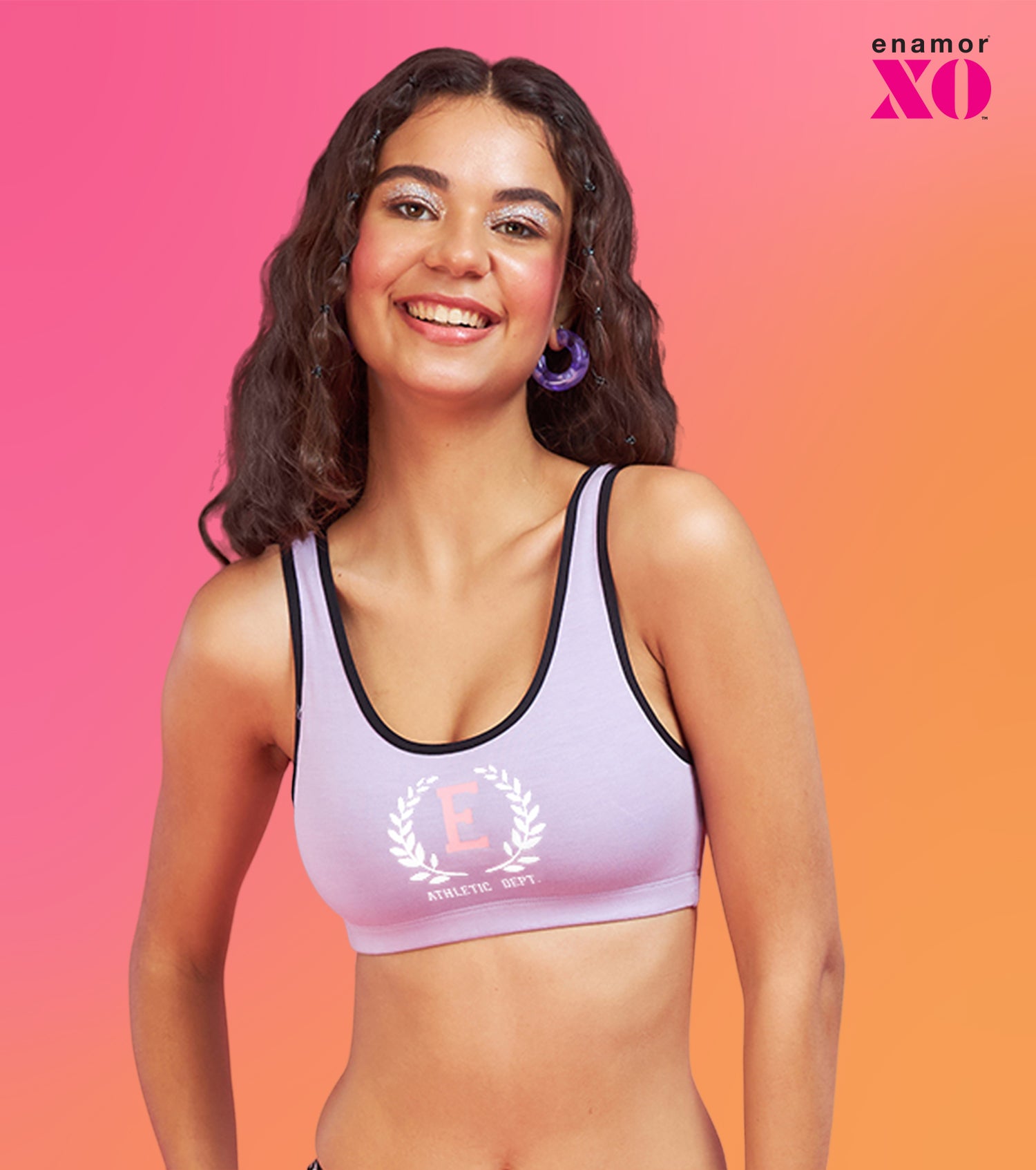 Enamor XO Lilac Non-Wired Removable Padding Regular Bra - Zenya