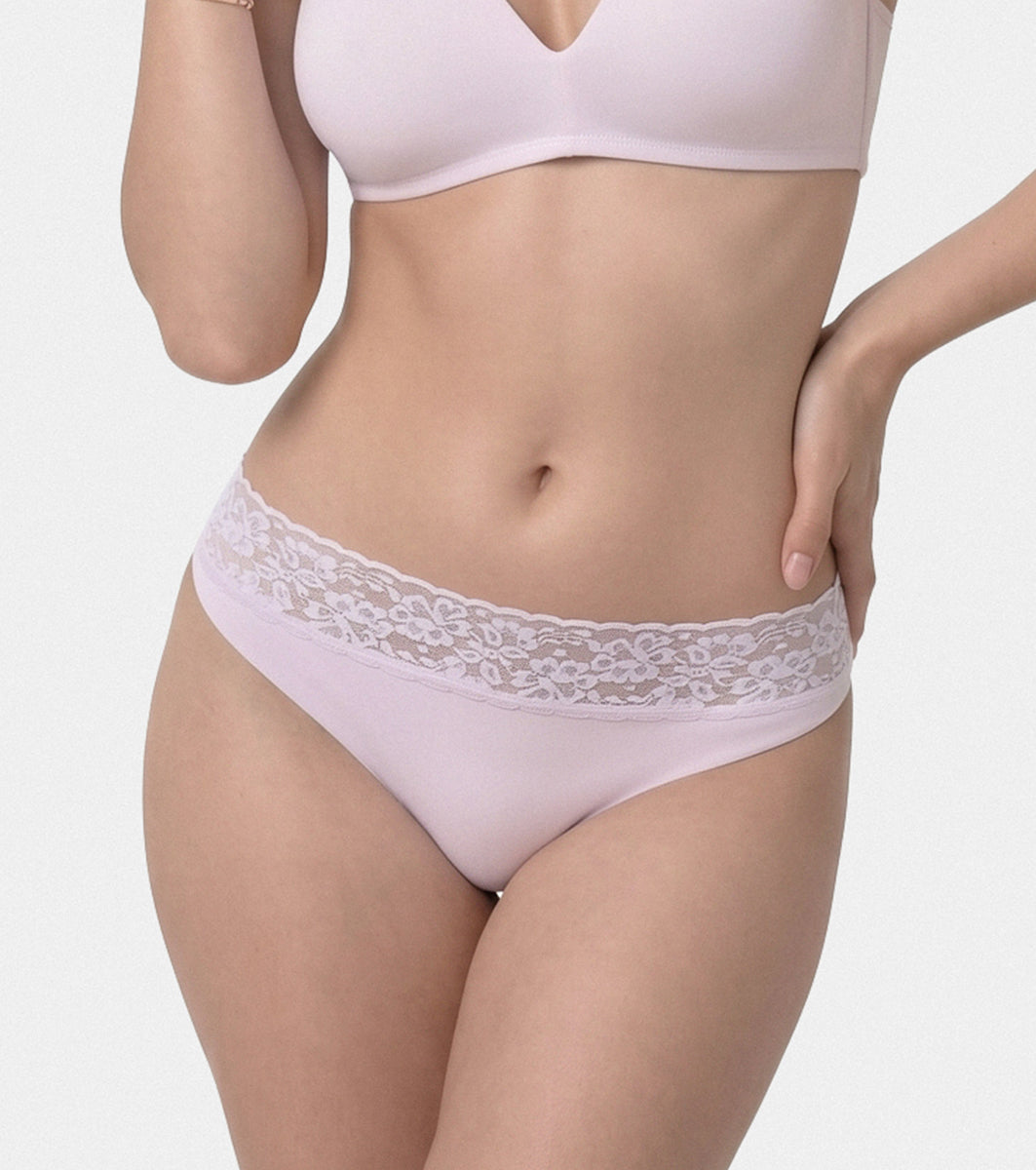 Enamor Drip Trim Lace Bikini for Women Low Waist, Lace at Waist - SMP03 (Lilac)