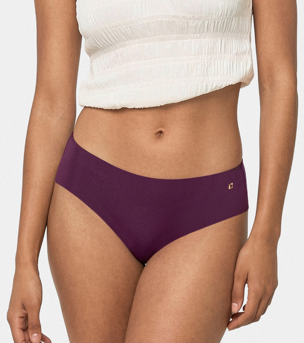 Enamor IP02 Innovations Invisi, Fit Flex, No Visible Panty Lines, All Day Comfort, Mid Waist Brief Panty for Women - Breathable Lightweight Fabric, Antimicrobial with Stain Release, Bonded Free Cut, Regular Coverage -  Pack of 1 (Deep Purple)