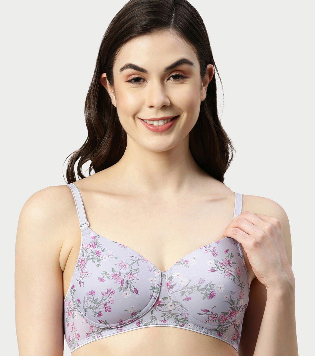 Enamor Innovations  Ecolite, Smoother Perfect Lift Women's T-Shirt Bra - Padded, Wirefree, High Coverage  - F165 (Dainty Petal Print)