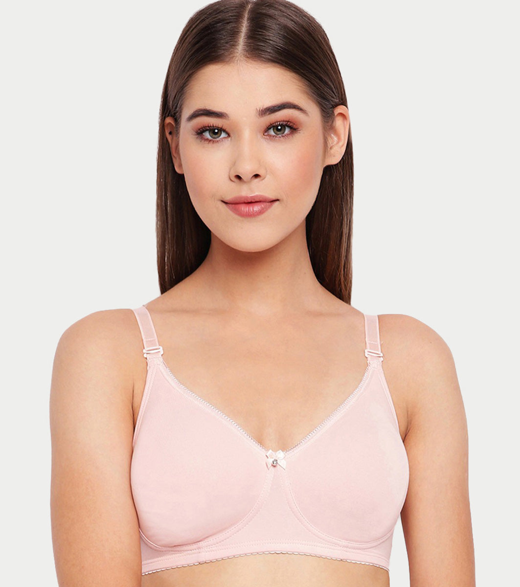 Enamor Comfort Shaper with Plush Side Shaper Panel Women's Cotton Everyday T-Shirt Bra - Detachable Straps, Non Padded, Wirefree, High Coverage - A055 (Pearl)