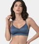 Enamor Lit Balconette Bra for Women Padded, Wire-Free, Medium Coverage, Lace Jacquard on Cups - SMB02 (Dawn Blue)