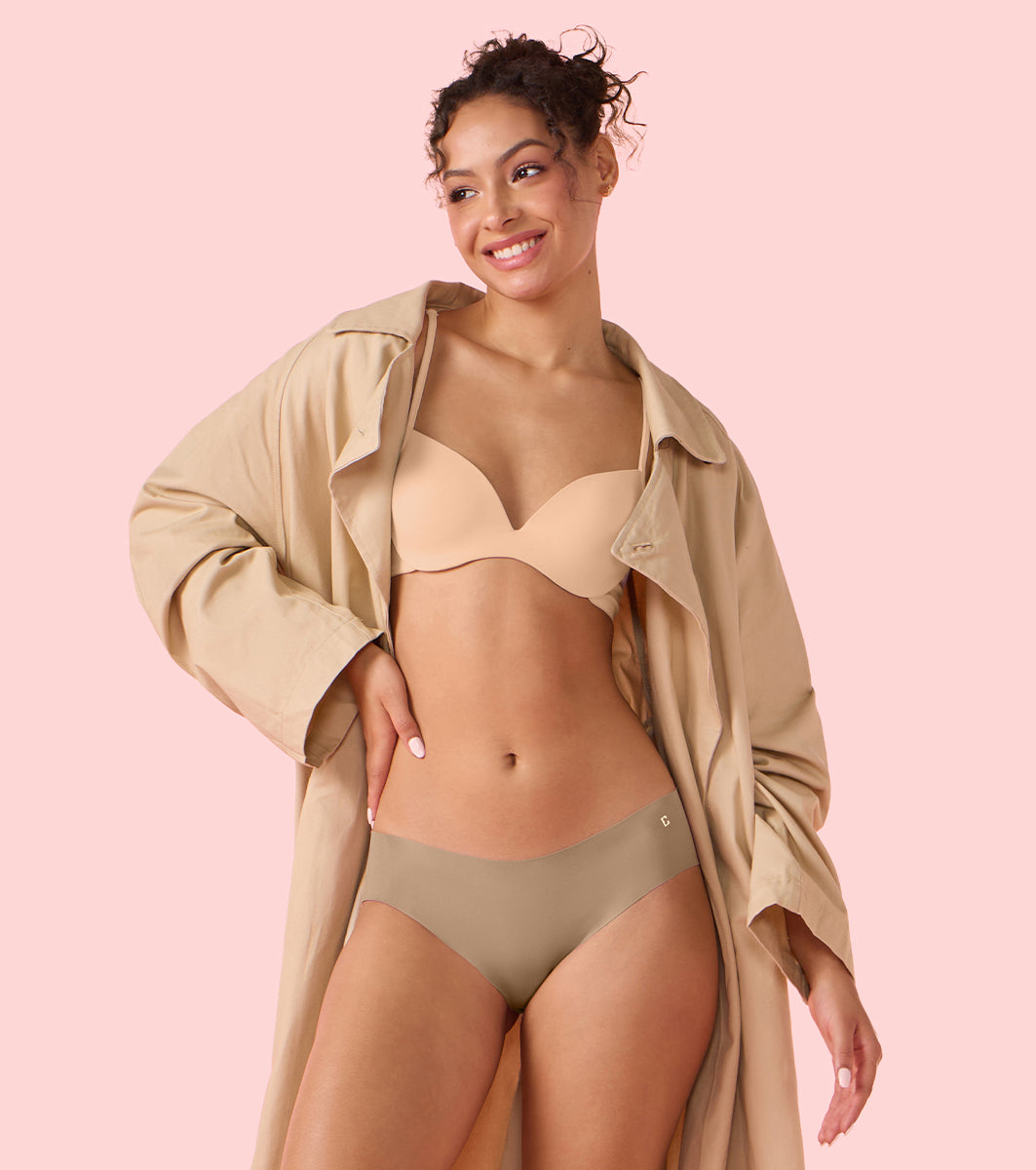 Enamor Innovations Invisi, All Day Comfort, Low Waist Bikini Panty for Women - Free Cut, Regular Coverage - PB40 (Honey Beige)