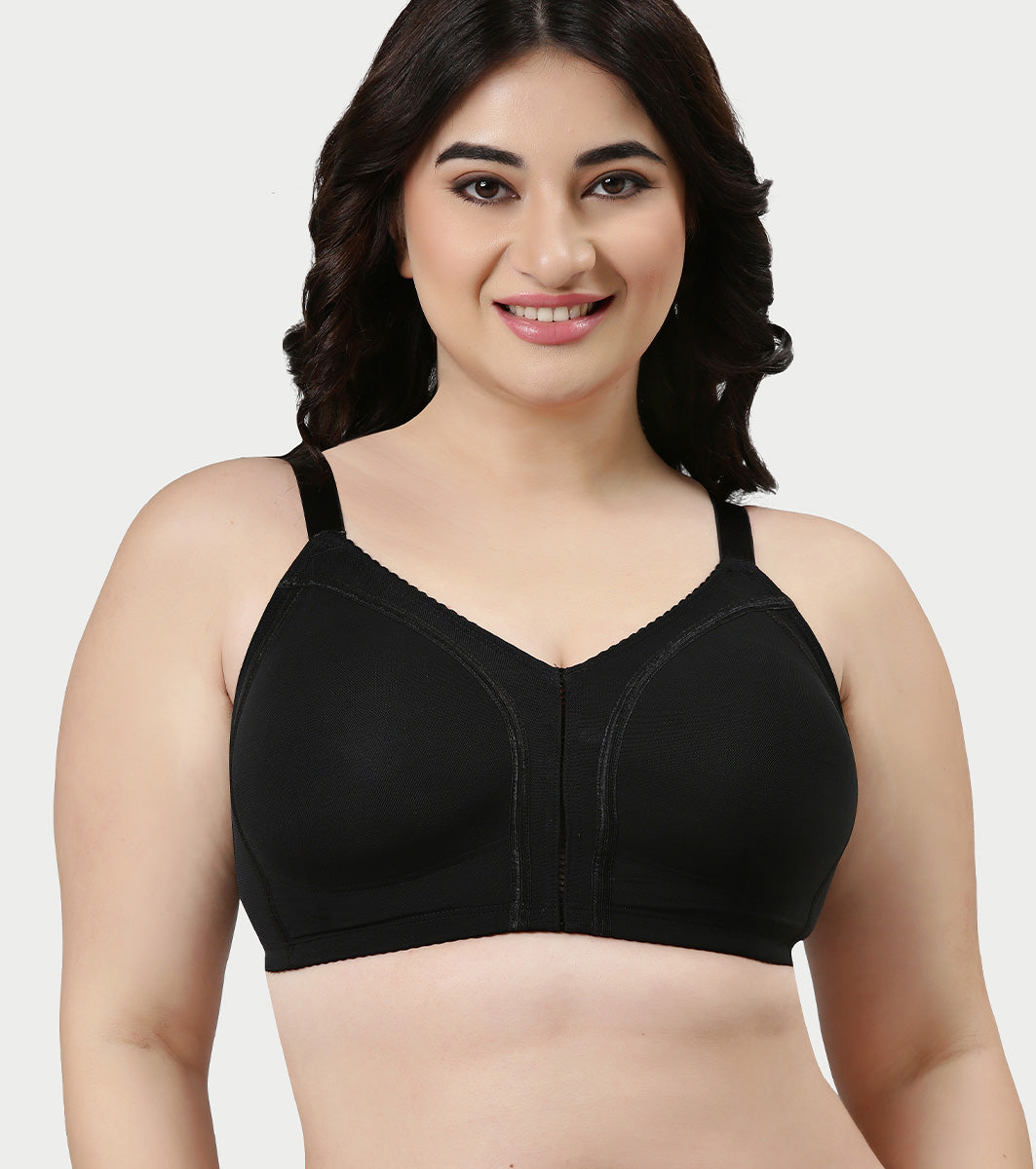 Enamor Innovations Transform M-Frame, Contour Superlift, Jiggle control  Full Support Women's  Bra - Non Padded, Wirefree, Full Coverage - F097 (Available in Plus Sizes) (Black)