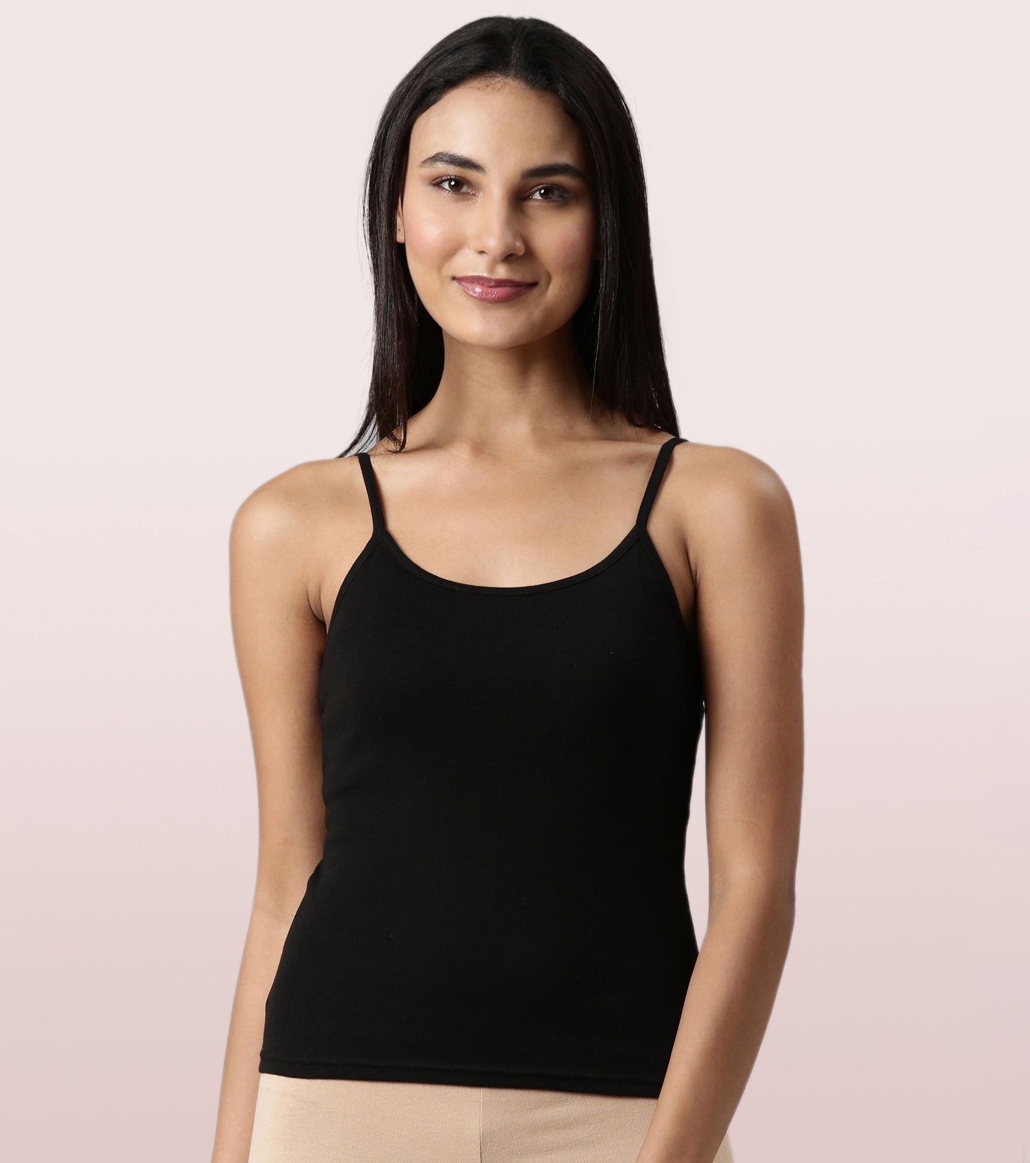 "Enamor E016  Flat Back Slim Fit Rib Camisole With Regular Length Regular Length"