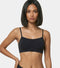 Enamor Moulded Double Layer Front Women's Cotton Cami Bra - Detachable Slim Straps with Back Keyhole, Non Padded, Wirefree, High Coverage - A022 (Black)