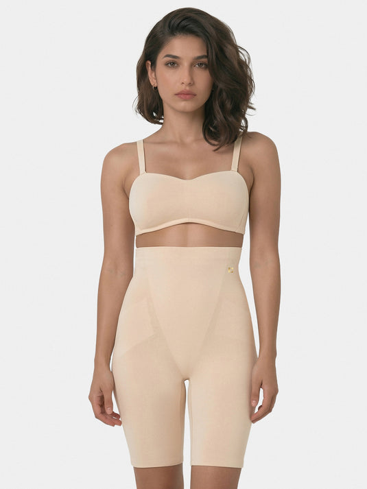 Enamor Cotton Bonded Thigh Shapewear for Women, Ultra High Waist, Ultra Smooth, with Everyday Tummy & Thigh Shaping - TS10 (Soft Skin)