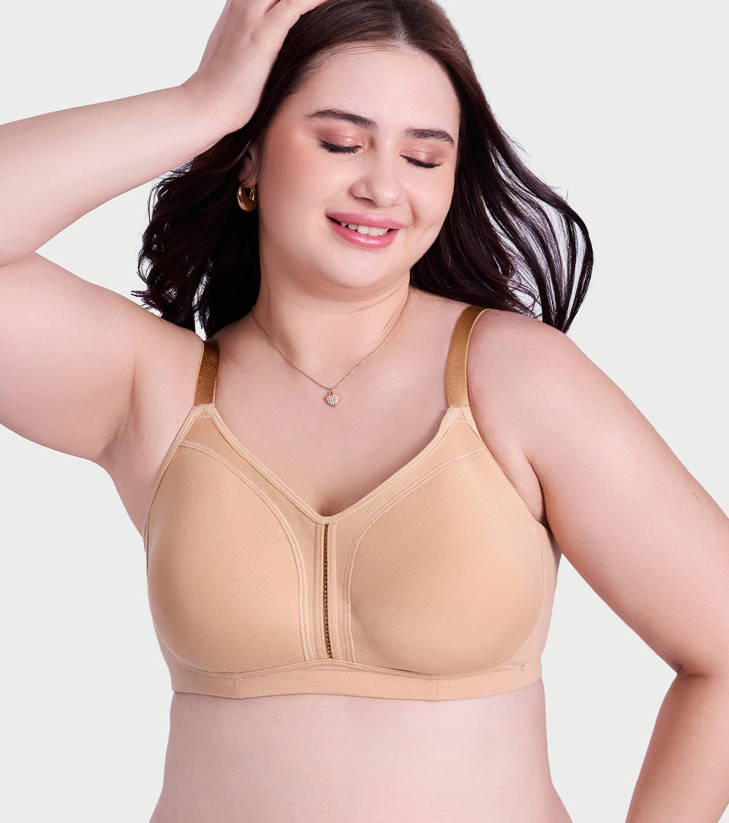 Enamor Jiggle Control Full Support Everyday Bra - Non Padded, Non-Wired, Full Coverage - A197 (Skin)