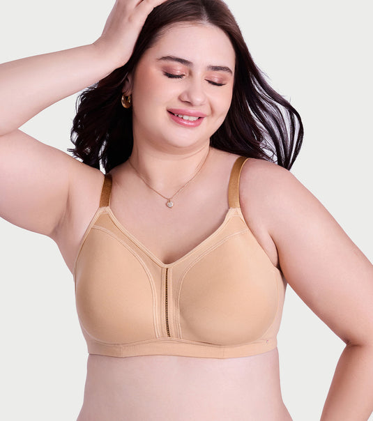 Enamor Jiggle Control Full Support Everyday Bra - Non Padded, Non-Wired, Full Coverage - A197 (Skin)