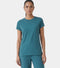 Enamor Short Sleeve Crew Neck Regular Length Basic Crew T-Shirt for Women - Slim Fit, Soft and Breathable Stretch Cotton - E047 (Mediterranea)