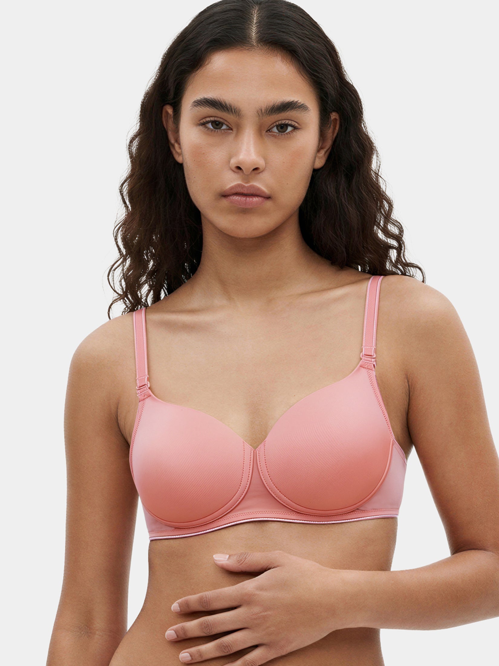 Enamor Innovations  Ecolite, Smoother Perfect Lift Women's T-Shirt Bra - Padded, Wirefree, High Coverage  - F165 (Peach Coral)