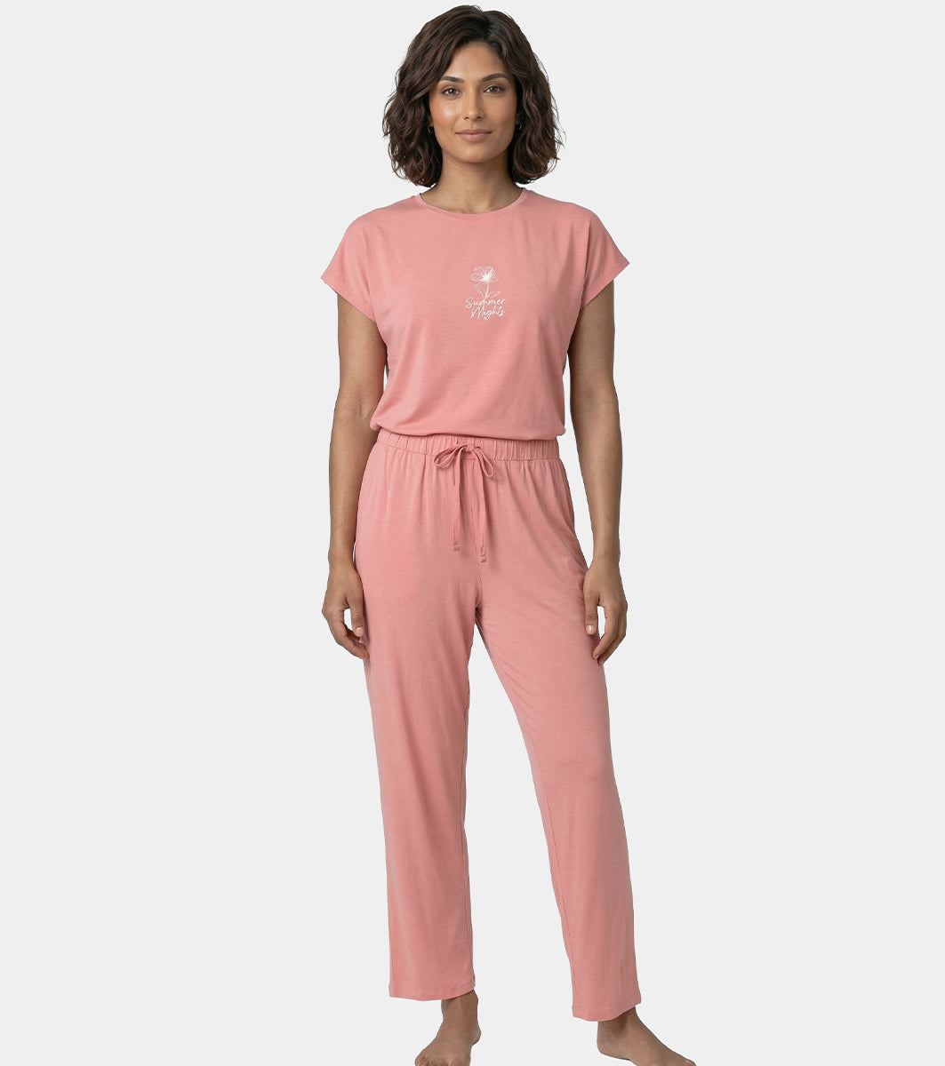 Enamor Mid Rise Regular Length Adjustable Drawstring Basic Home Lounge Pant for Women - Relaxed fit - E404 (Desert Sand)