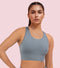 Enamor Wide Straps Seamed T-back Basic Workout Sports Bra - Quick Dry, Antimicrobial, Removable Padding, Non-Wired, Full Coverage - A202 (Cloud Grey)