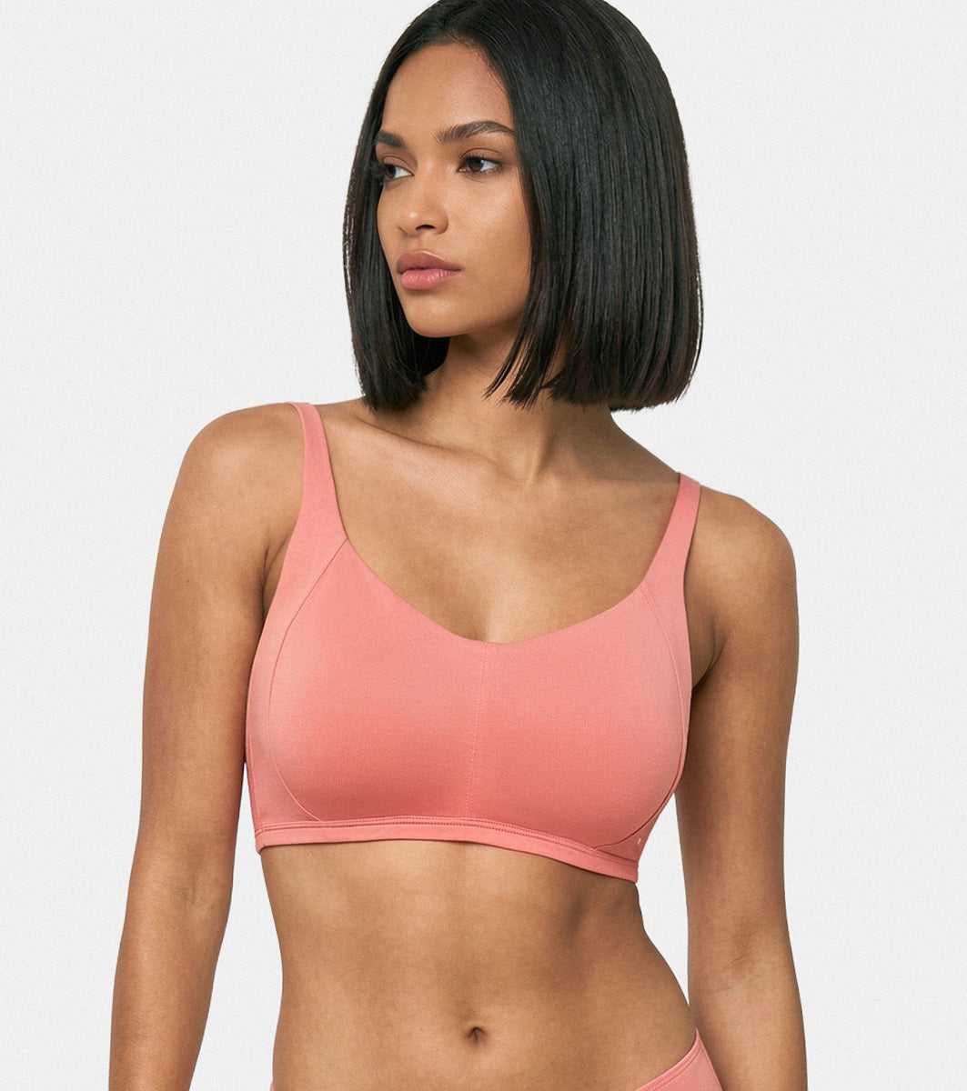Enamor Innovations Intellifresh Antimicrobial Minimizer Everyday Cotton Bra for Women - Padded, Wirefree, Full Coverage - A058 (Peach Blossom)