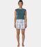 Enamor Mid Rise Mid Thigh Length Adjustable drawstring Hangout Shorts For Women - Relaxed Fit, Soft & Light Cotton - E7A1 (Blue Pink Checks)