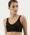 Enamor Easy Slip-On and Back Keyhole Women's Cotton Everyday Beginner's Bra - Padded, Wirefree, Full Coverage - A106 (Black)
