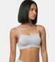 Enamor Moulded Double Layer Front Women's Cotton Cami Bra - Detachable Slim Straps with Back Keyhole, Non Padded, Wirefree, High Coverage - A022 (Greymelange)
