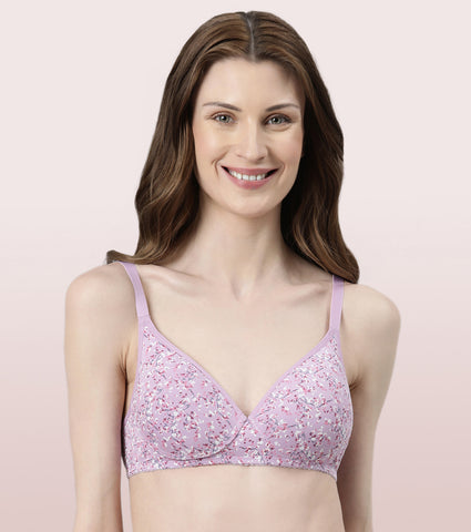 Enamor Perfect Coverage Supima Cotton T-Shirt Bra For Everyday Comfort -  Padded, Non-Wired Bra & Medium Coverage Bra | A039 - Lilac Aster / 32B