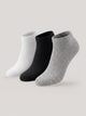 Enamor | Pair of 3 | Ankle Low Show Socks – ES101, Breathable Cotton Stretch, N9 Pure Silver Finish for Odour Control, Everyday Wear (White/Jet Black/Light Grey Melange)