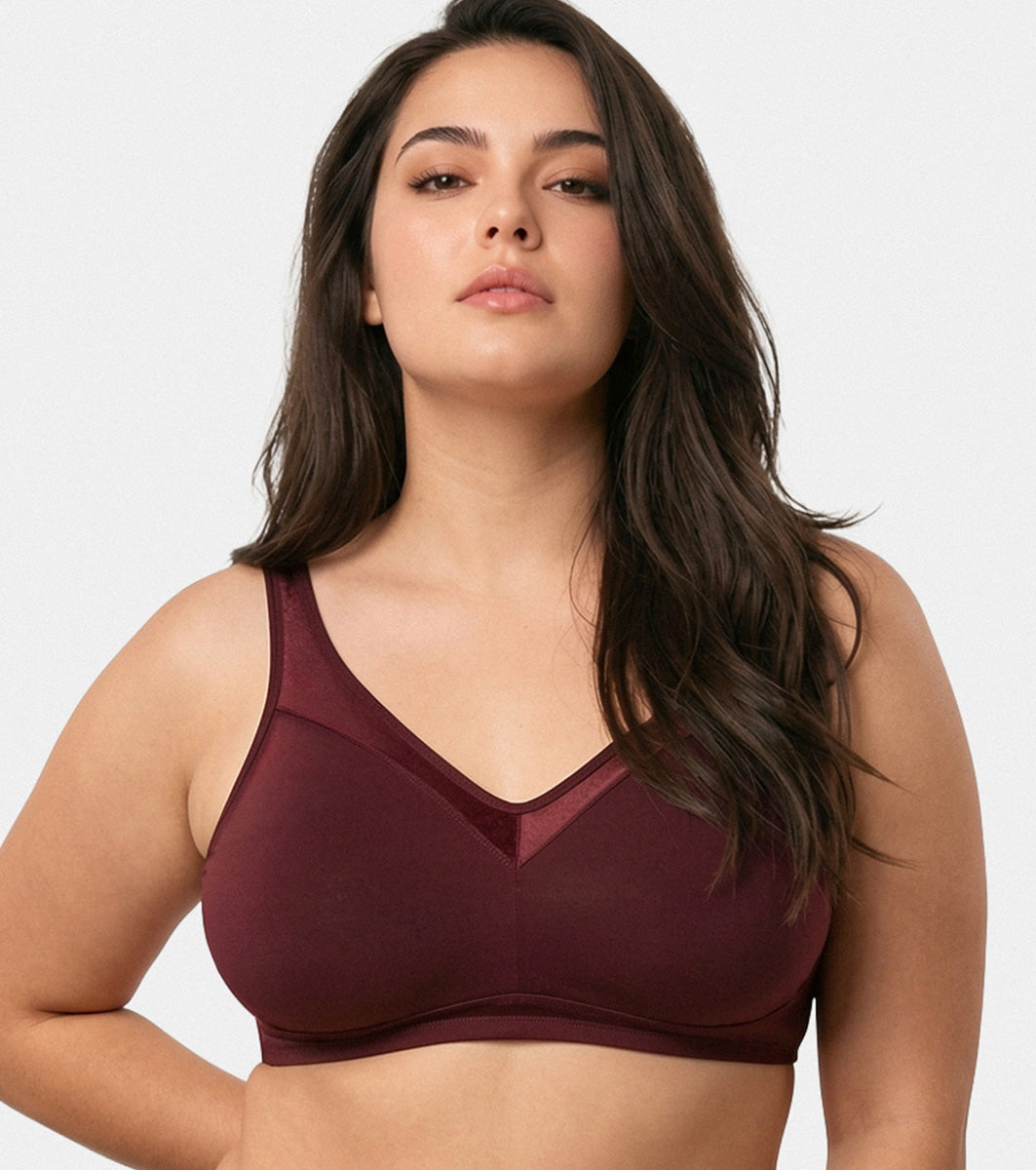 Enamor Full Support Super Lift Women's Cotton Everyday Minimizer Bra - Non Padded, Wirefree, Full Coverage - A112 ((Grape Wine) (Available in Plus sizes)