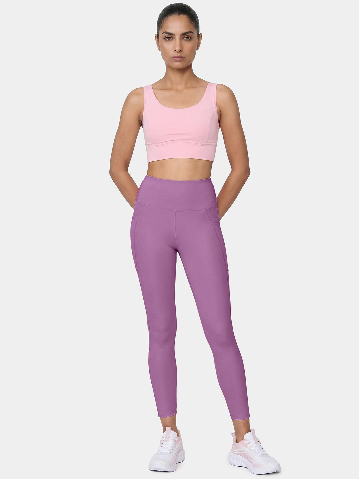 Enamor A605 Basic Workout Legging Dry Fit High Waist Basic Workout Leggings (CHINESE VIOLET)
