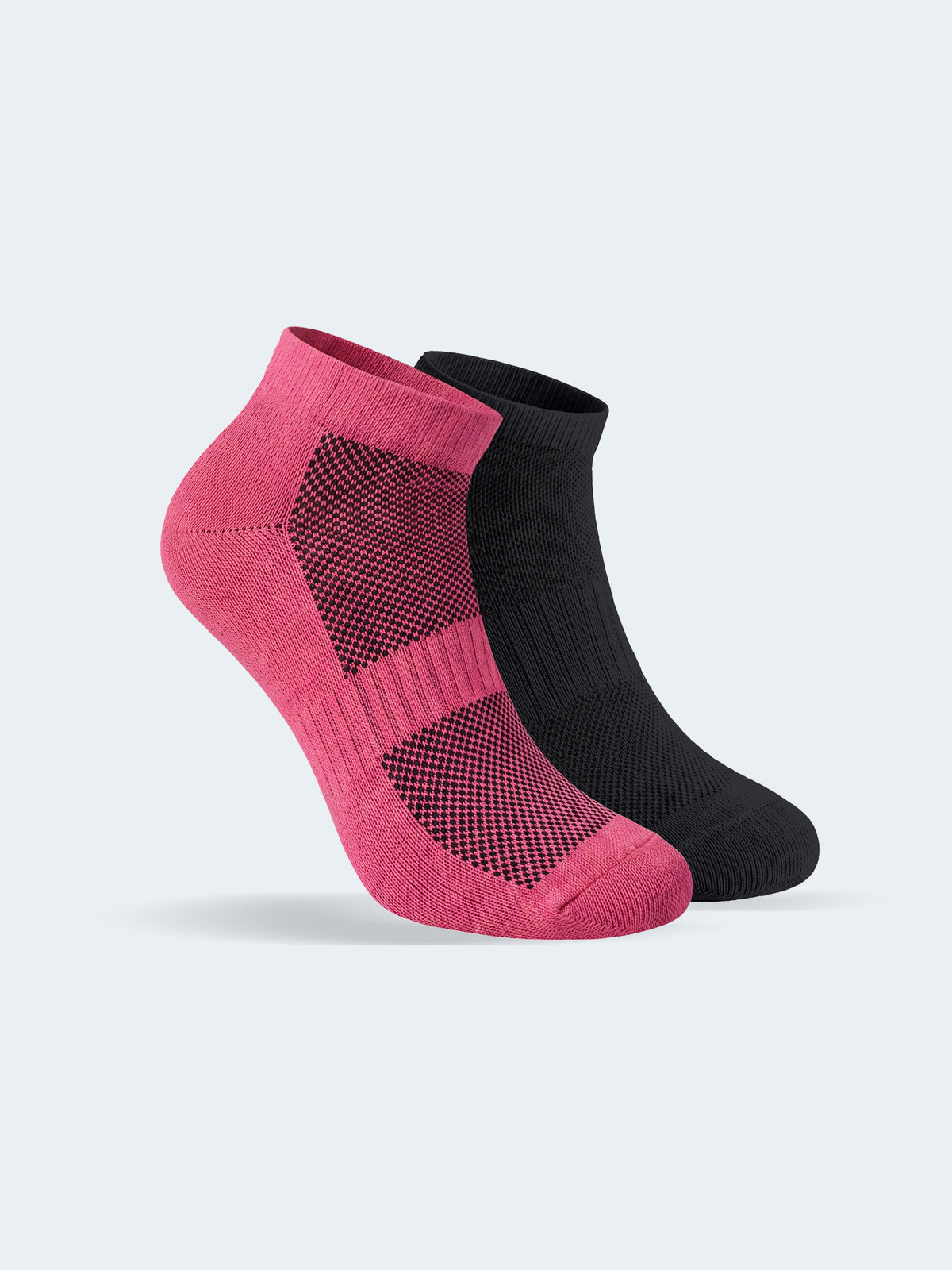 Enamor |Pair of 2 | Bamboo Ankle Socks – ES201, Cushioned Half Terry, Naturally Antimicrobial and Odour Free, Breathable Everyday Wear (Hot Pink/Jet Black)