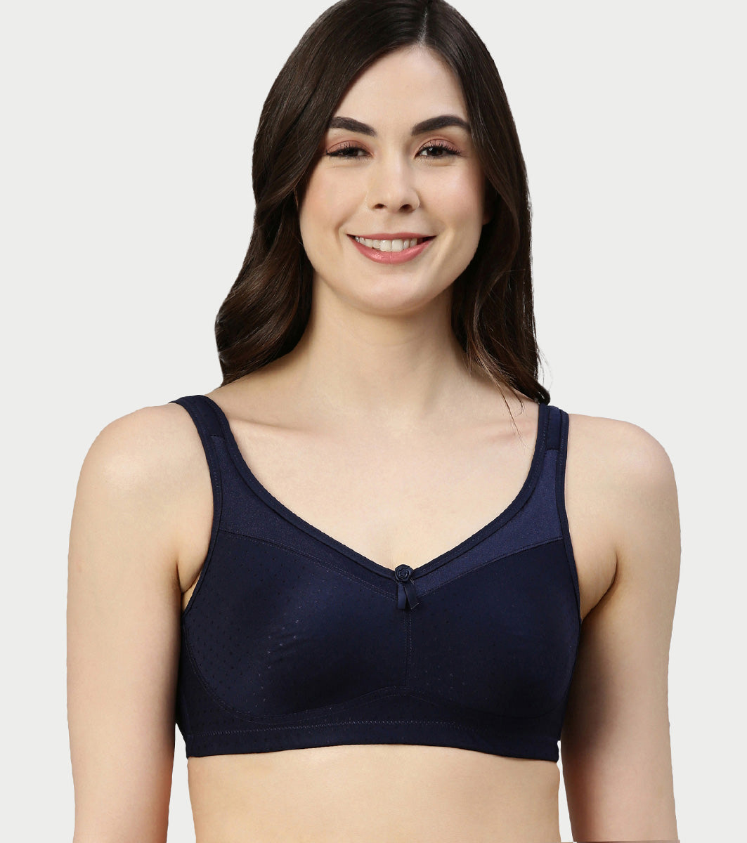 Enamor Hidden X-Frame and Smoothening Women's Full Support Everyday Bra - Jiggle control, Non Padded, Wirefree, Full Coverage - FB12 (Available in Plus sizes) (Eclipse)