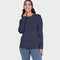 Enamor Full Sleeve Crew Neck Regular Length Basic Crew T-Shirt For Women - Slim Fit, Soft and Breathable Stretch Cotton - E057 (Navy)