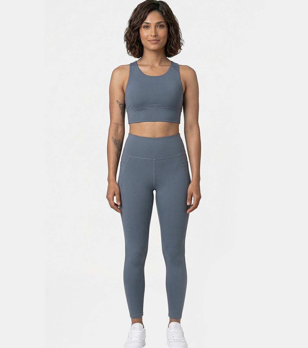 Enamor High rise 7/8th length Adjustable drawstring Workout leggings For Women - Hugged Fit, Quick Dry, Antimicrobial - A605 (Turbulence)