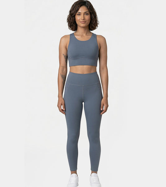 Enamor High rise 7/8th length Adjustable drawstring Workout leggings For Women - Hugged Fit, Quick Dry, Antimicrobial - A605 (Turbulence)