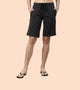Enamor Mid Rise Knee length Drawstring Closure City Shorts For Women - Slim Fit, Soft and Breathable Cotton - E044 (Charcoalmelange)