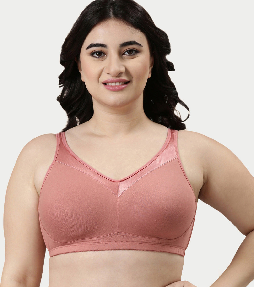 Enamor Full Support Super Lift Women's Cotton Everyday Minimizer Bra - Non Padded, Wirefree, Full Coverage - A112 (Available in Plus sizes) (Rosette)