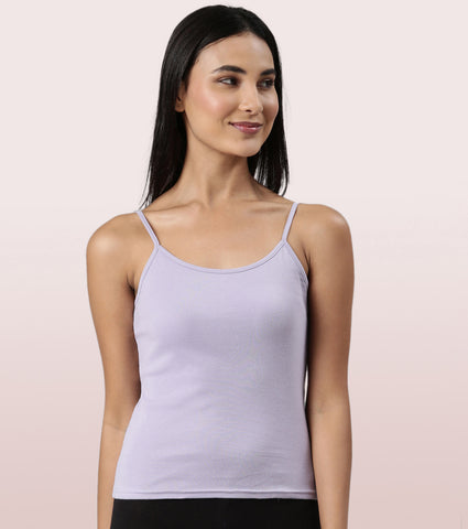 "Enamor E016  Flat Back Slim Fit Rib Camisole With Regular Length Regular Length"