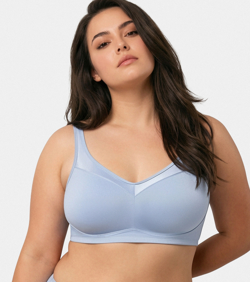 Enamor Full Support Super Lift Women's Cotton Everyday Minimizer Bra - Non Padded, Wirefree, Full Coverage - A112 (Available in Plus sizes) (Chambray Melange)