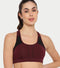 Enamor Medium Impact, Side Panel Shaping, Racer Back Women's Cotton Sports Bra - Padding with Removable Cups, Wirefree, High Coverage - SB08 (Grapewine)