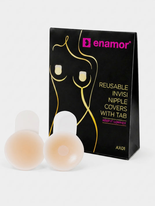 Enamor Reusable Invisi Nipple Covers with Tab – AX01, Ultra Thin, Reusable, Invisible Coverage (Nude)