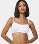 Enamor Moulded Double Layer Front Women's Cotton Cami Bra - Detachable Slim Straps with Back Keyhole, Non Padded, Wirefree, High Coverage - A022 (White)