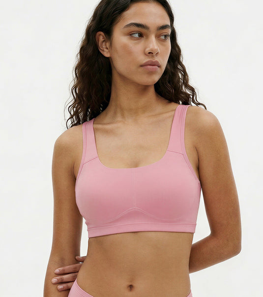Enamor Bamboo Cotton IB07, Women's Pop-on Bra - 3X Softer, 4X more Absorbent, Antimicrobial, Padded, Wirefree, Full Coverage (Rose Blush)