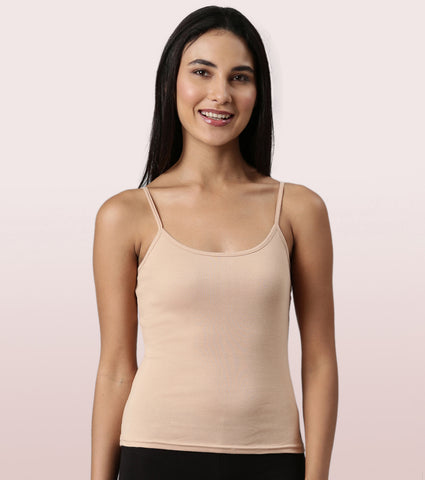 "Enamor E016  Flat Back Slim Fit Rib Camisole With Regular Length Regular Length"