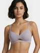 Enamor Innovations CloudSoft, Invisi Neckline Women's Cotton Everyday T-Shirt Bra - Padded, Wirefree, Medium Coverage - A032 (Silver Lilac)