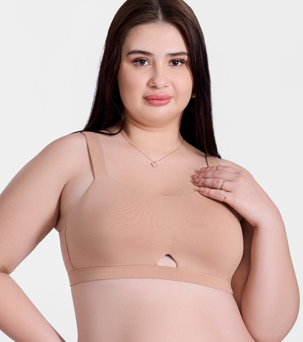 Enamor Innovations Cloudsoft Invisi Bonded Neck Women's Everyday Cotton Minimizer Bra -  Padded , Wirefree, Full Coverage - A064 (Available in Plus Size) (Honey Beige)