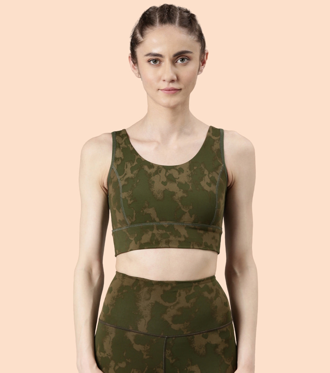 Long Line Sports Bra | Scoop Neck Long Line High Impact Dry Fit Sports Bra