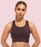 Enamor A202 Wide Straps Seamed T-back Basic Workout Sports Bra - Quick Dry, Antimicrobial, Removable Padding, Non-Wired, Full Coverage (Choco Fudge)